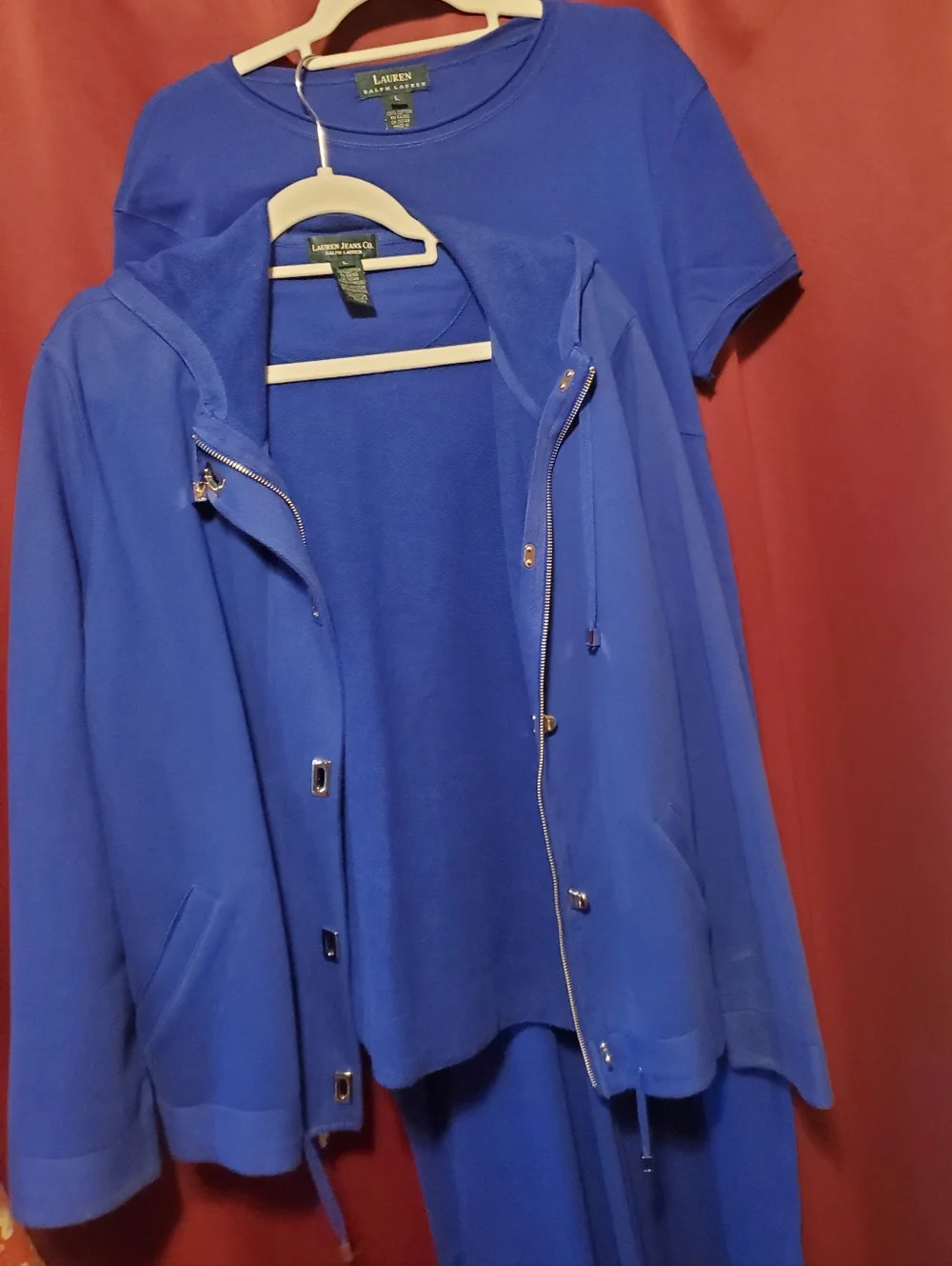Lauren Ralph Lauren Blue Hooded Zip Jacket & Maxi Dress Set - Picture 13 of 16